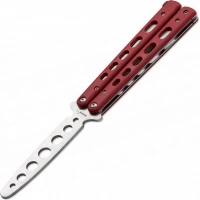 Тренировочный нож-бабочка (балисонг) Balisong Trainer, Boker Plus 01BO712, клинок из нержавеющей стали Zero-ground Plain (без заточки), рукоять стеклотекстолит G10, красный купить в Липецке