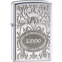 Зажигалка ZIPPO American Classic, латунь с покрытием High Polish Chrome, серебристый, 36х12×56 мм купить в Липецке