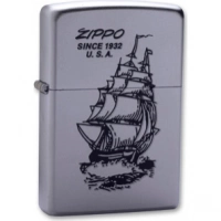 Зажигалка ZIPPO Boat-Zippo Satin Chrome, латунь с ник.-хром. покрыт., сереб., матовая, 36х56х12мм купить в Липецке