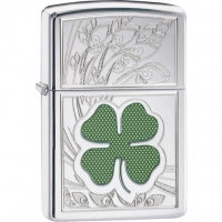 Зажигалка ZIPPO Classic «Клевер» с покрытием High Polish Chrome купить в Липецке