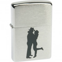 Зажигалка ZIPPO Cowboy Couple Brushed Chrome, латунь, ник.-хром. покр., серебр., матов., 36х56х12 мм купить в Липецке